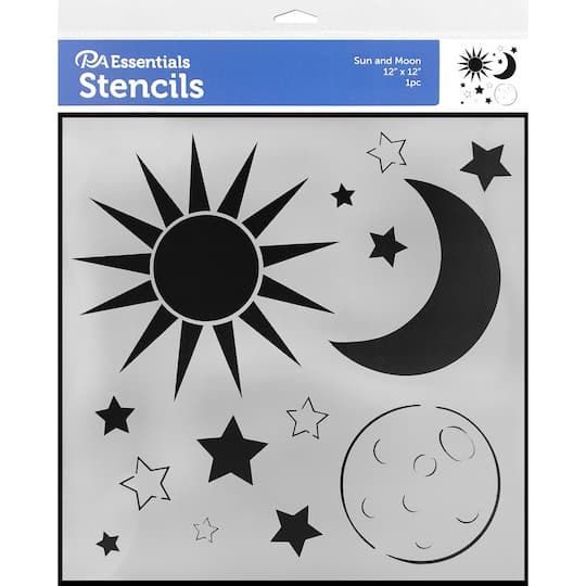 PA Essentials Sun &#x26; Moon Stencil, 12&#x22; x 12&#x22;
